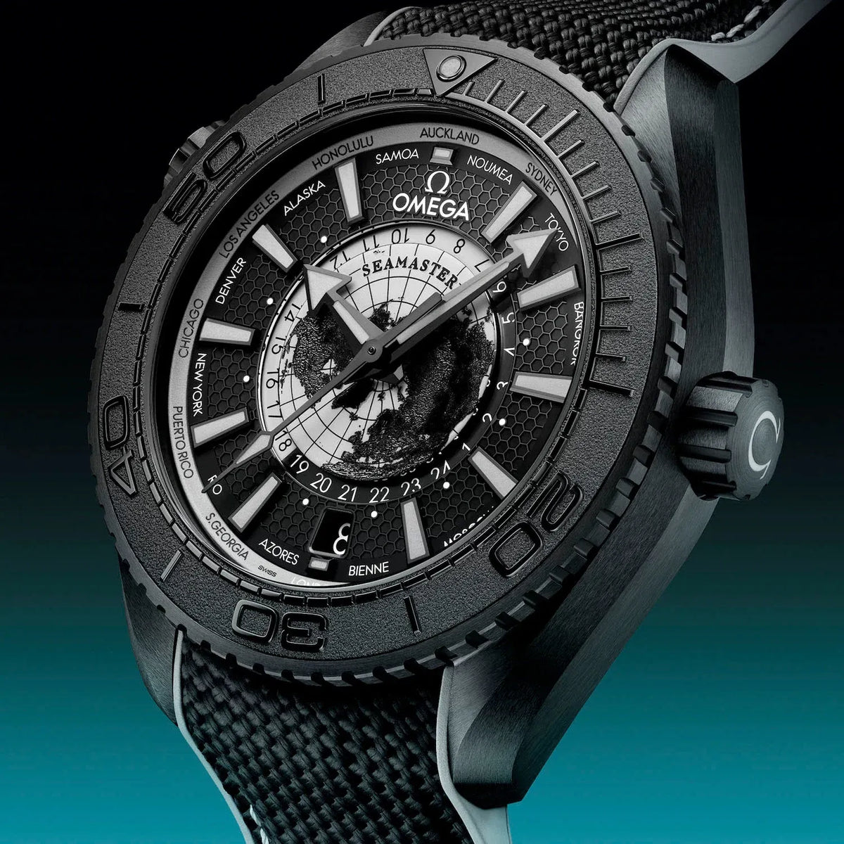Omega Seamaster Planet Ocean Worldtimer Watch 45.5mm 215.92.46.22.01.007