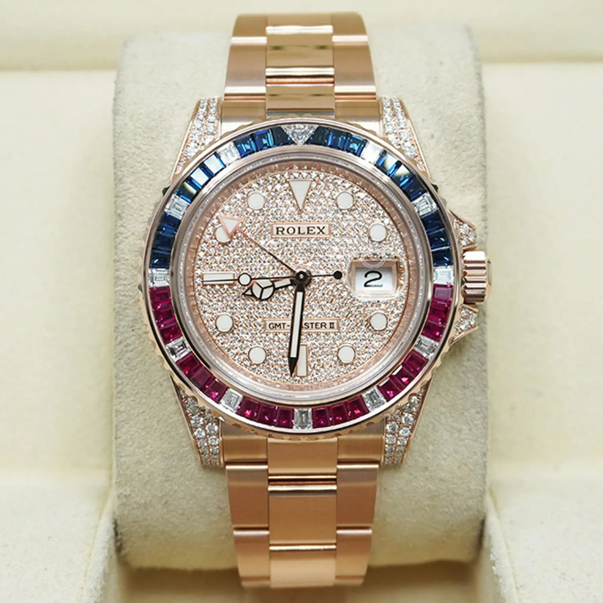 Rolex GMT-Master II Watch 40mm 126755SARU-PAVE