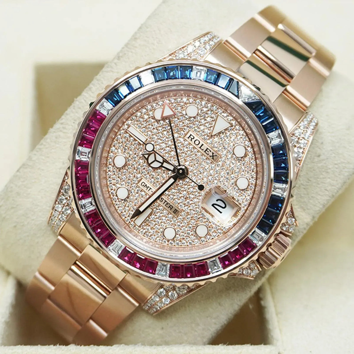 Rolex GMT-Master II Watch 40mm 126755SARU-PAVE